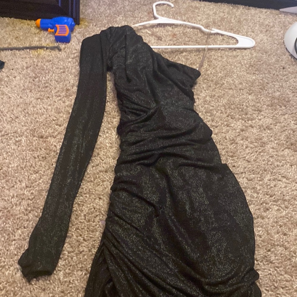 Black mini dress half sleeve sparkly